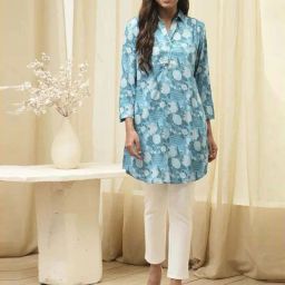 Biba Blue Straight Fit Printed Kurti-image-55