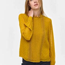 Cover Story Mustard Regular Fit Embroidered Top-picture-38