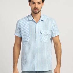 Lela Blue Regular Fit Checks Shirt-image-44