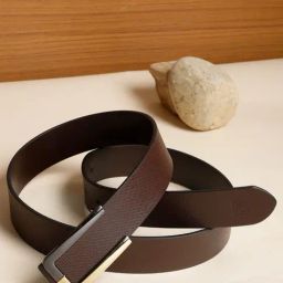 Carlton London Brown Leather Textured Casual Belt for Men-picture-1
