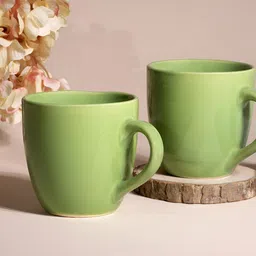 Storepedia Green Handcrafted Solid Ceramic Glossy Cups Set of Cups and Mugs-image-6
