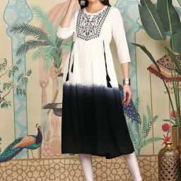 Ishin White & Black Embroidered Anarkali Kurta-picture-18