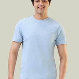 SleepZ by Raymond Blue Cotton Regular Fit Lounge T-Shirt-image-10