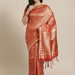 Readiprint Fashions Red Woven Saree With Blouse-picture-15
