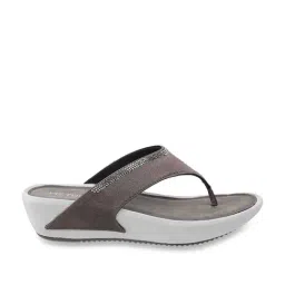 Metro Women's Grey T-Strap Wedges-image-85