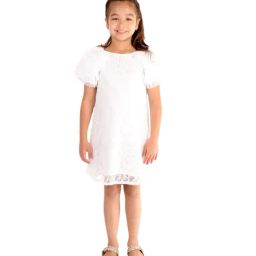 KidsDew Kids White Embroidered Dress-image-13