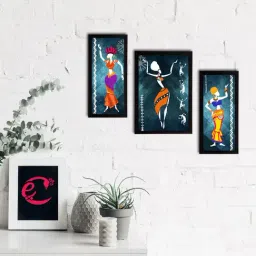 eCraftIndia Set of 3 Tribal Theme Satin Matt Textured UV Art Painting-34