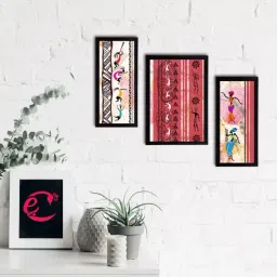 eCraftIndia Set of 3 Tribal Theme Satin Matt Textured UV Art Painting-46