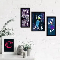 eCraftIndia Set of 3 Tribal Theme Satin Matt Textured UV Art Painting-27