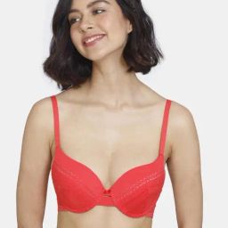 Rosaline by Zivame Red Lace Padded Bra-image-58