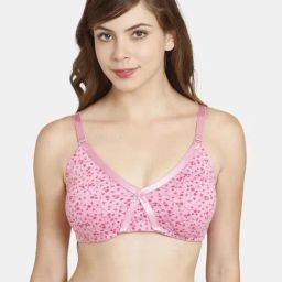Rosaline by Zivame Pink Floral Print Non-padded Bra-image-5