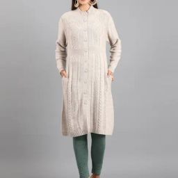 W Cream Self Pattern Cardigan-image-45