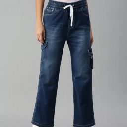 SHOWOFF Wide Leg Clean Look Blue Jeans-image-82