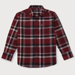 Gini & Jony Kids Red Cotton Chequered Full Sleeves Shirt-image-23