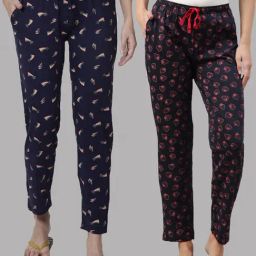 Kryptic Navy Printed Pure Cotton Elasticated Waist Band Regular Fit Pyjamas - Pack of 2-image-18