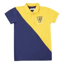 Cantabil Kids Yellow & Blue Cotton Color Block Polo T-Shirt-image-18