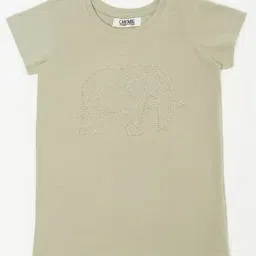 Cantabil Kids Green Cotton Embellished T-Shirt-picture-35