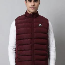 Cantabil Maroon Regular Fit Quilted Puffer Jacket-image-27