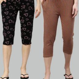 Kryptic Black & Mustard Printed Capris - Pack of 2-image-57