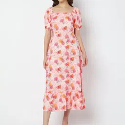 Vero Moda Pink Printed Fit & Flare Dress-picture-16
