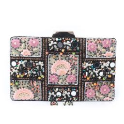 Odette Women Black Embroidered Clutch Bag-image-20
