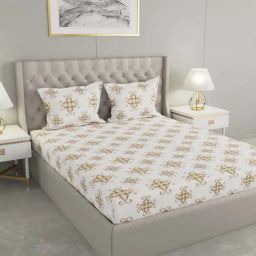 Raymond Home Festive Brown 160 TC Cotton King Bedsheet with 2 Pillow Covers-picture-41