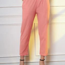FITHUB Peach Regular Fit High Rise Trousers-picture-2