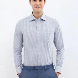 Allen Solly Grey Cotton Slim Fit Checks Shirt-picture-27