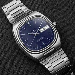 EMPERO Men Brass Patterned Dial & Stainless Steel Straps Analogue Watch EAB221.2 Square Blue Dial Silver-13
