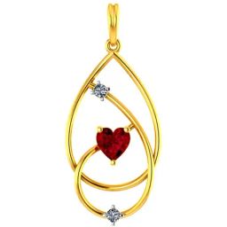 P.C. Chandra Jewellers 14k Yellow Gold & Studded Oval Shaped Pendant with A Mini Heart for Women & Girls-image-40