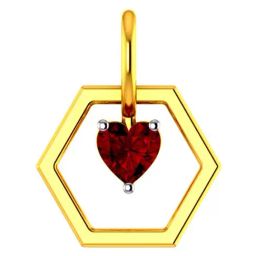 P.C. Chandra Jewellers 14k Yellow Gold Hexagonal Pendant with A Mini Heart for Women & Girls-image-62
