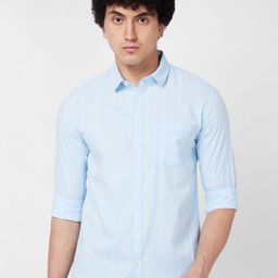 SPYKAR Vertical Striped Spread Collar Long Sleeves Cotton Casual Shirt-image-76