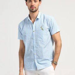 Lela Blue Regular Fit Embroidered Shirt-image-50