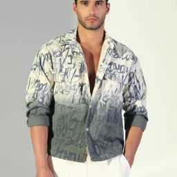 Showoff Cream Cotton Regular Fit Printed Shacket-image-14