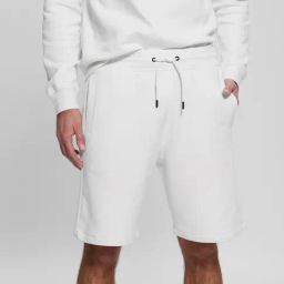 Guess Off White Cotton Regular Fit Solid Shorts-picture-28
