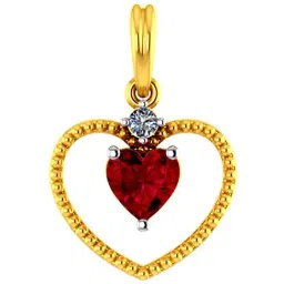 P.C. Chandra Jewellers 22k Yellow Gold Heart-shaped Pendant with A Red Heart Stone In The Middle for Women & Girls-image-35