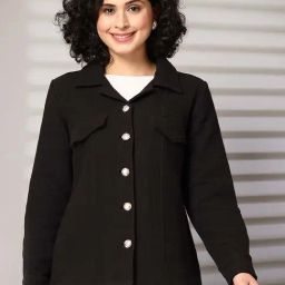 Melon by PlusS Black Plain Cotton Jackets-image-65