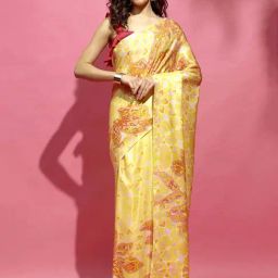 Navyasa By Liva Yellow Satin Printed Saree-picture-17