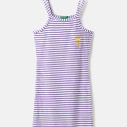 United Colors Of Benetton Girls White Regular Fit Striped Dress-image-76