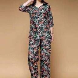 SELVIA Dark Green Animal Print Co-Ord Set-picture-4