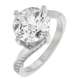 Emori 18k White Gold & Diamond 2 CT Twirl Solitaire Ring-image-37