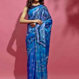 Navyasa By Liva Blue Satin Printed Saree-picture-17