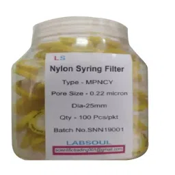 Labsoul 0.22 Micron 25mm Nylon HPLC Membrane Syringe Filter (100 Piece/Pack)-44
