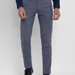 Turtle Light Blue Ultra Slim Fit Dobby Trousers-image-31