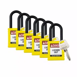 BRADY Nylon 6.35 mm (1/4 inch) Padlock, 793EE0 (Yellow) (Pack of 6)-22