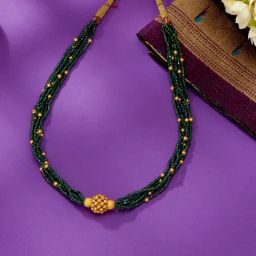 P.N.Gadgil Jewellers Sapphire Green Yellow Gold Thushi Necklace For Women-picture-45