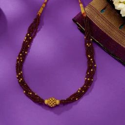 P.N.Gadgil Jewellers 43KT (916) BSI Hallmarked Yellow Gold Deep Maroon Thushi Necklace For Women-image-21