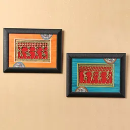 ExclusiveLane Set of 2 Multicoloured Warli Dhokra Wall Painting-picture-30