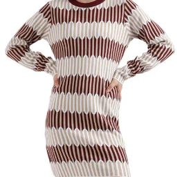 Elle Beige & White Printed Bodycon Dress-image-81