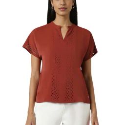 Van Heusen Maroon Plain Tops-image-98